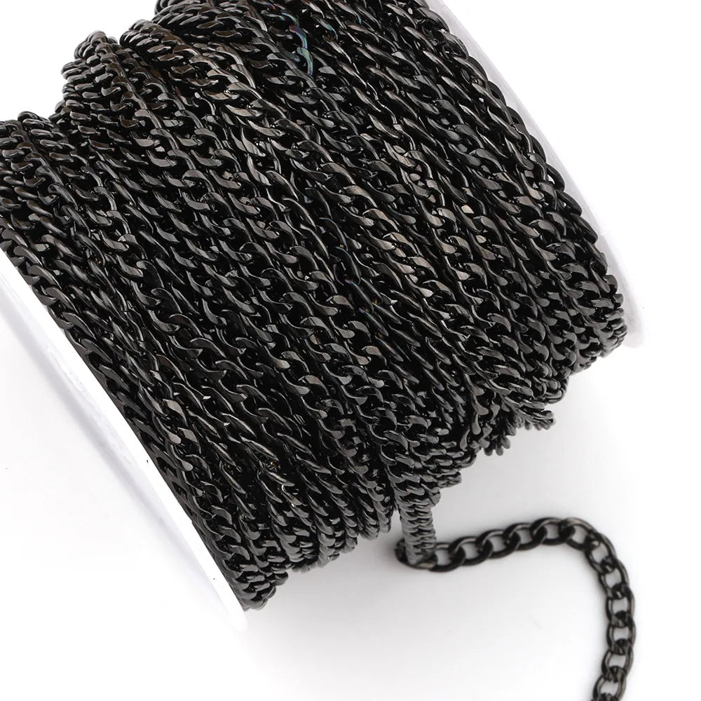 3mm Wide Black Chains Jewelry by Meter Stainless Steel NK1:1 NK1:3 Necklace Chain for Jewelry Making