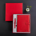 High Quality A5 PU Leather Hardcover Loose-leaf Notebook and Pen Gift Set Custom Logo Business Planner Promotional