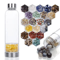 Custom Logo Natural Crystal Tumbler High Borosilicate Glass Bamboo Lid Gemstone Amethyst Crystal Elixir Water Bottle