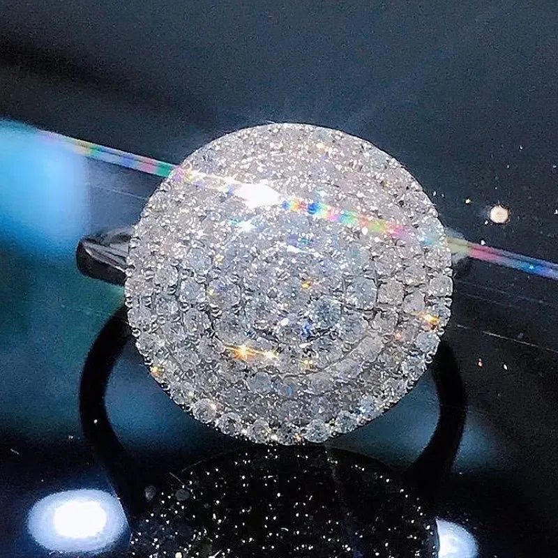 CAOSHI Silver Coating Custom Fashion Bridal Jewelry Women Big Cubic Zirconia Sparkle Diamond Wedding Ring