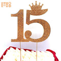 Number 15 Quinceanera Rhinestone Princess Crown Monogram Cake Topper - Sweet 15th Birthday Party