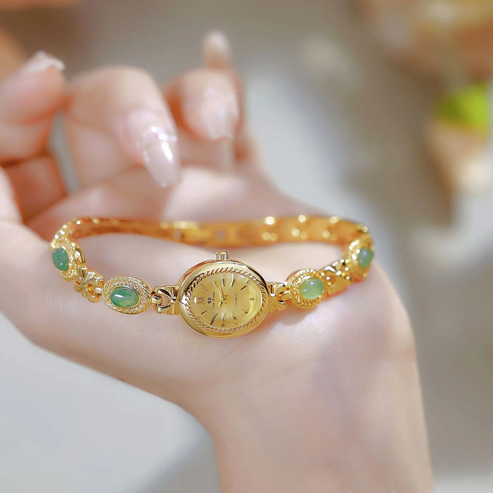 BS bee sister FA1859 Elegant Women's Watches Jade Bracelet Small Clock Original Brand Fashion Quartz Watches Gifts For Women