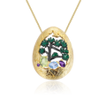 Abiding Two Tone Handmade Enamel Craft Natural Mixed Gemstone Woman Statement Jewelry 925 Silver Gold Plated Pendant Necklace