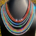 Colorful Hip Hop Jewelry Pink Blue Green GRA Certified VVS Moissanite Women Tennis Necklace 925 Sterling Silver