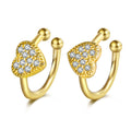 Women's Cute Wedding Earrings Jewelry Love Zircon Earbone Clip 18K Gold Plated White Zircon for Girls