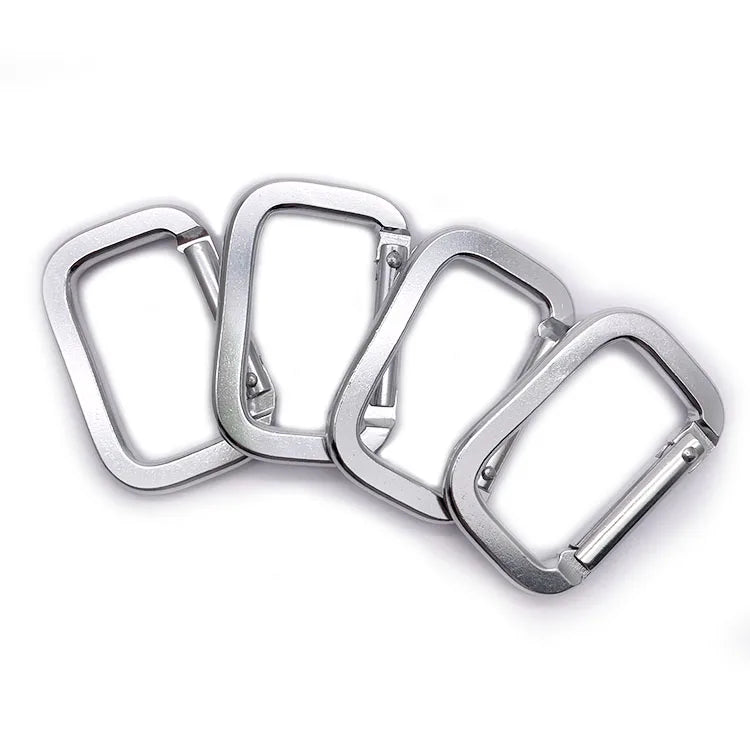 New Style 4.8mmx52mmx36mm Aluminum Alloy Carabiner Square Silver Black Clip Hook Carabiner Keychain Hook  Clip