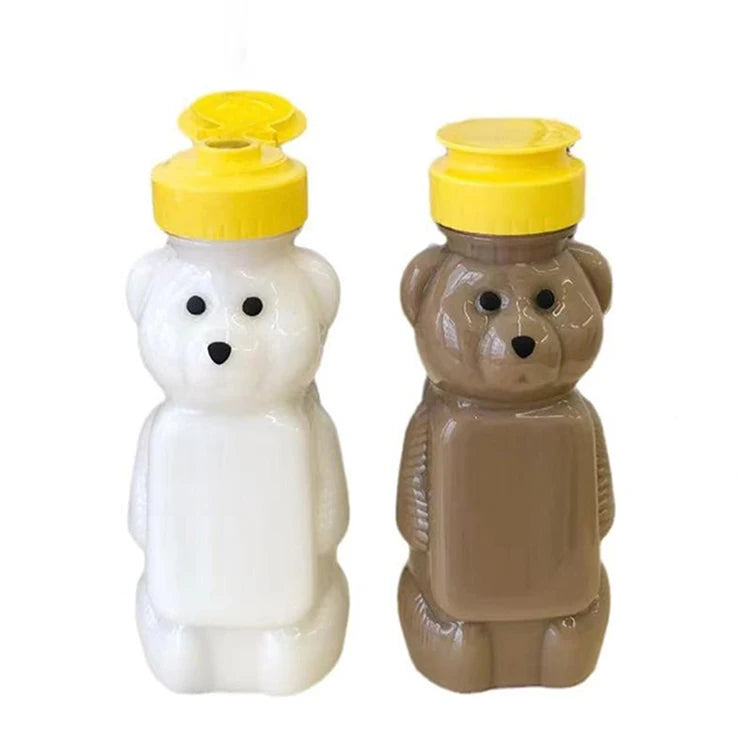 350ml Teddy Bear PET  Bottle With Silicone Inner Lid Honey Cans Plastic Bear Bottles 480g