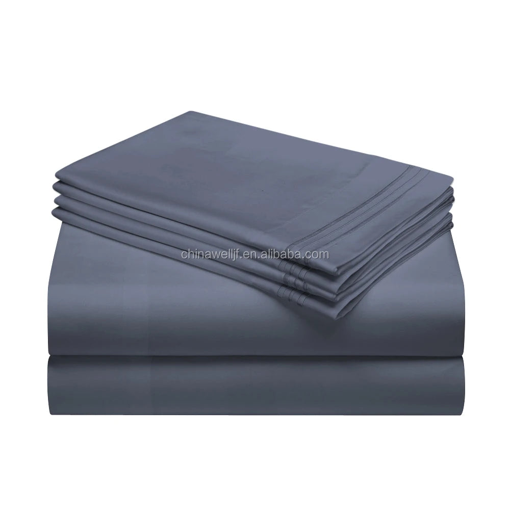 Bed Sheet Set Super Soft Microfiber 1800 Thread Count Embroidered Sheet Set  Egyptian Sheets  Hypoallergenic-4 Piece