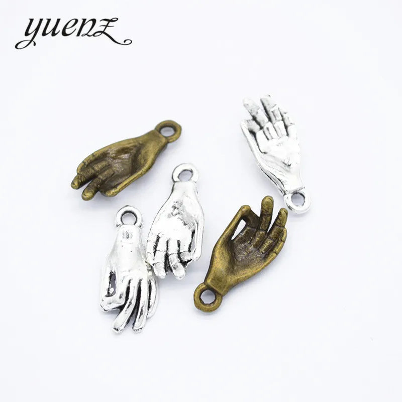 YuenZ Antique Silver Color Alloy Metal Hand Pendant Charms for Jewelry Making Diy Handmade Jewelry 16*7mm I1109