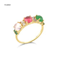 FUAMAY Rings Jewelry Women 925 Silver Engagement Rainbow Stone Finger Rings
