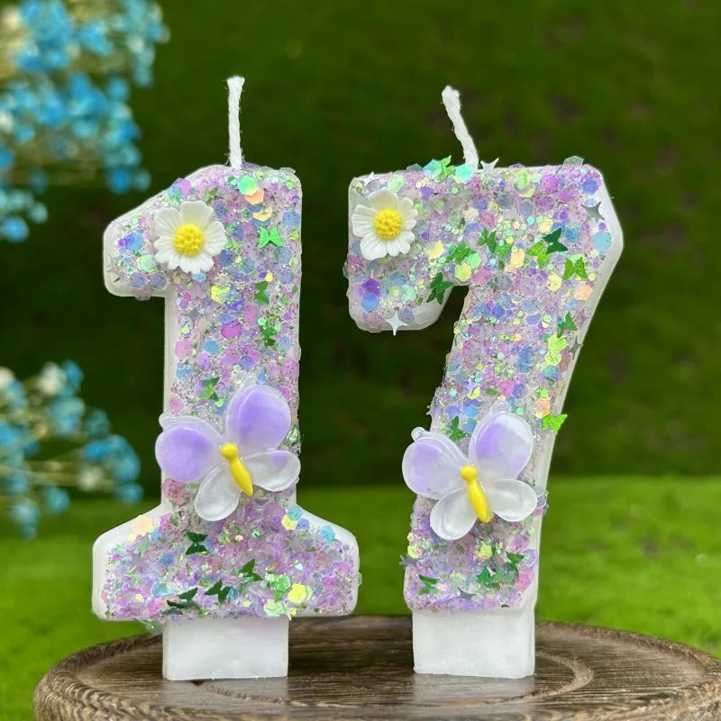 Handmade Creative Birthday Candle Decoration for Year Celebration Parties Digital Cake Decoration Butterfly Easter New Year