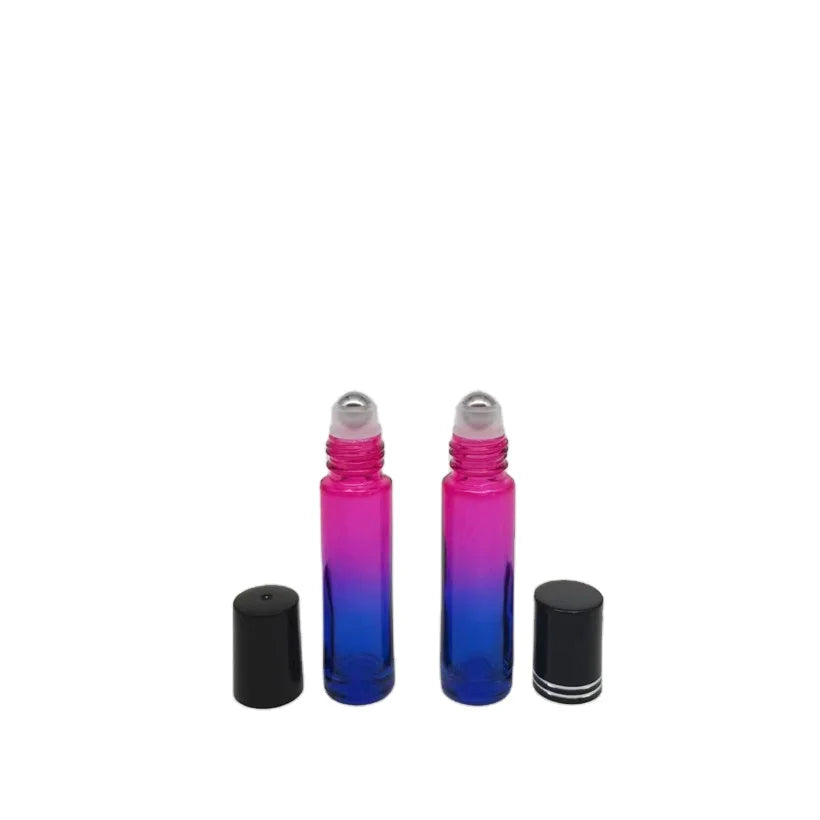 5ml 10ml Colored Mini Frosted Amber Glass Essential Oil Roller Bottle with Steel Roller Balls for Eye Creams and Essential Oils