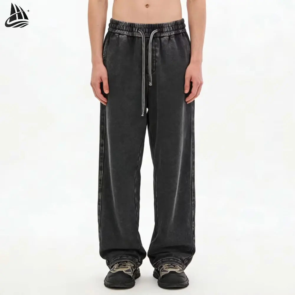 Custom Sweat Pants for Jogger Wide Leg Bottom Trousers Vintage Faded Washed French Terry Jogging Unisex