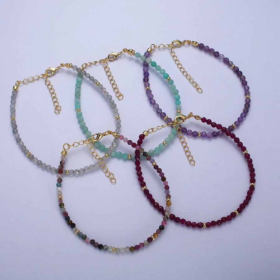 Summer Beach Style Beads Bracelet Multi-color Natural Stone Beaded Bracelet for Girls