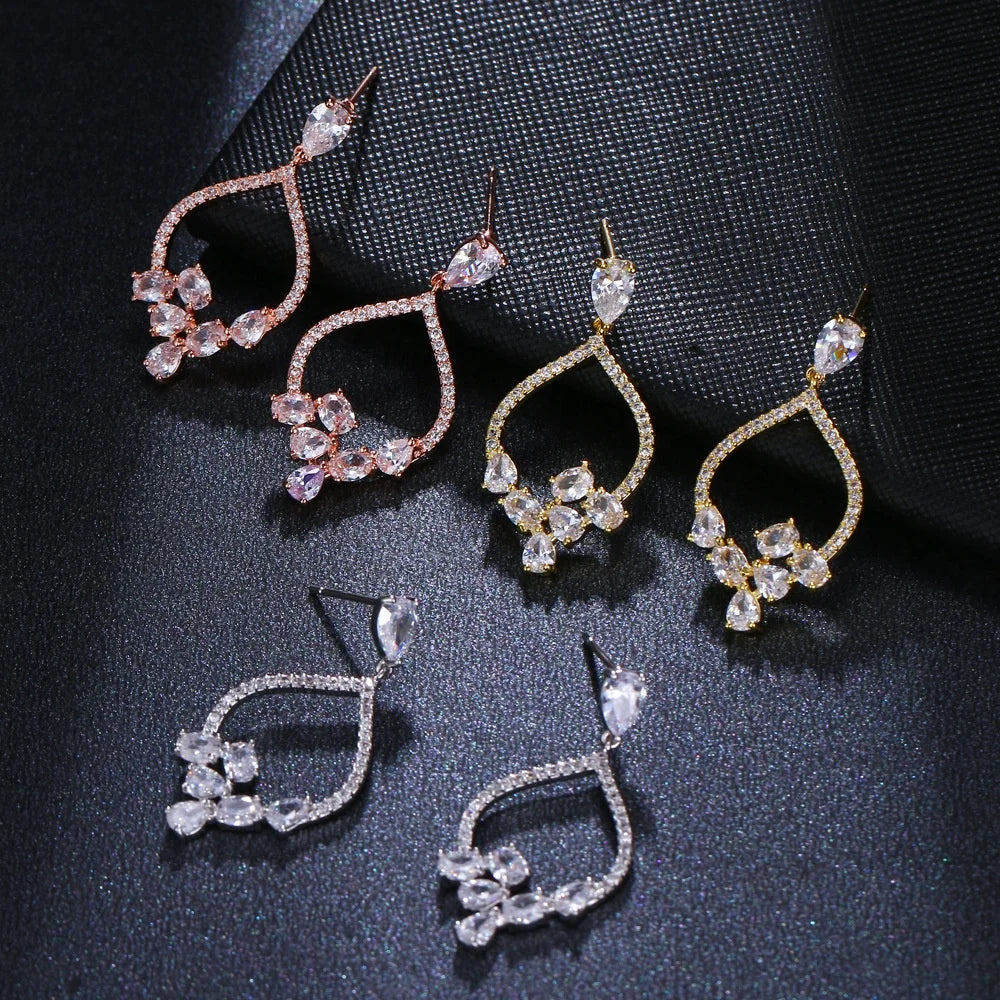 Elegant Oval Water Drop Cubic Zirconia Dangle Earring for Women 2022 Wedding Bridal Earrings Fashion Crystal Statement Jewelry