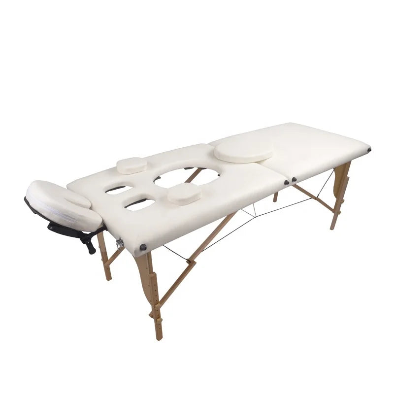 Pregnancy Women Folding Massage Bed Multi-Functional Massager 2 Section Wooden Sturdy Portable Massage Table MegaBDM