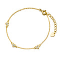 Fashion Jewelry 925 Sterling Silver Heart Zircon Bracelet love Heart Charm Gold Plated Bracelets for Women