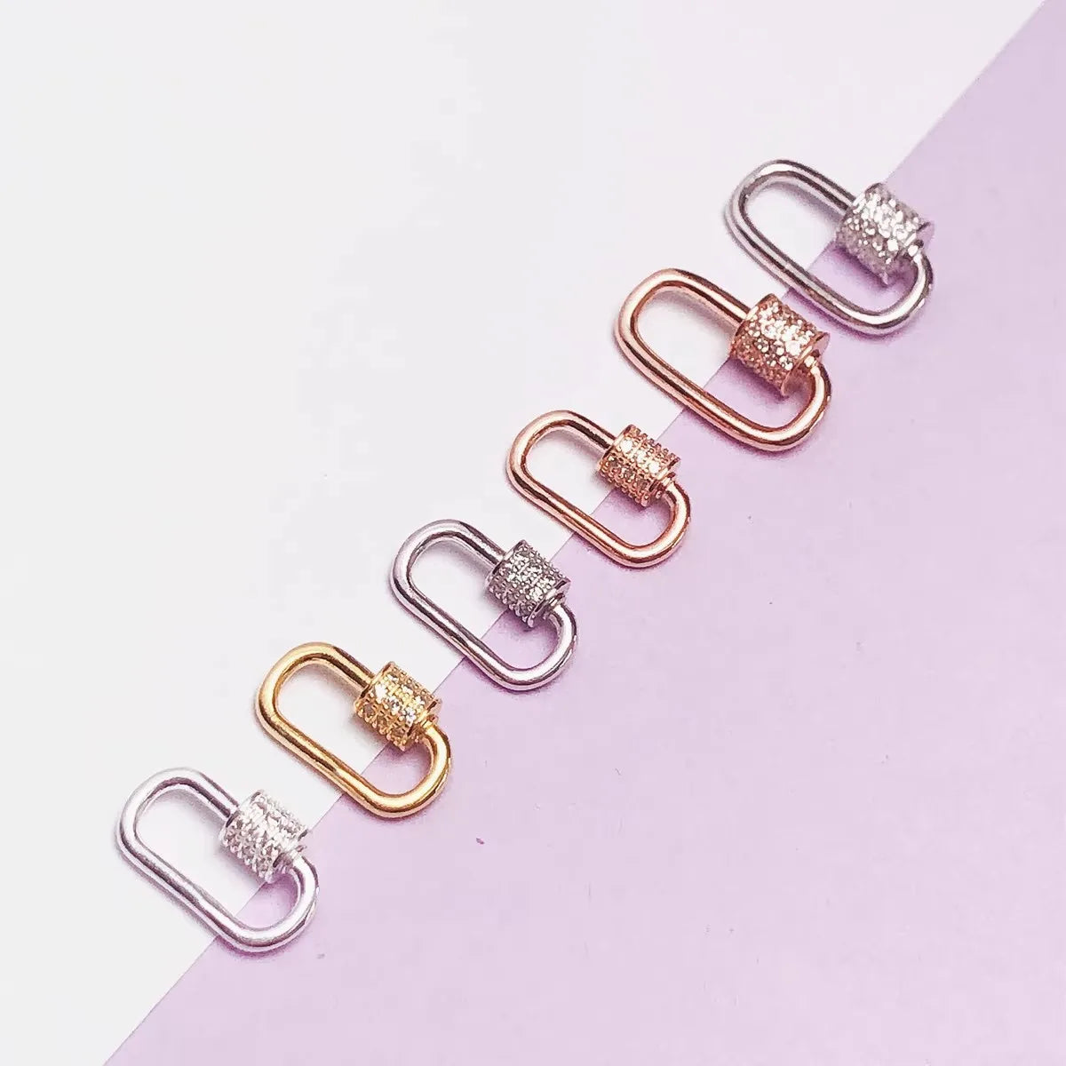 15mm 17.5mm Dainty CZ Zircon Connection Clasp 925 Sterling Silver Oval Screw Clasp for Jewelry Making Accessories Wholesale