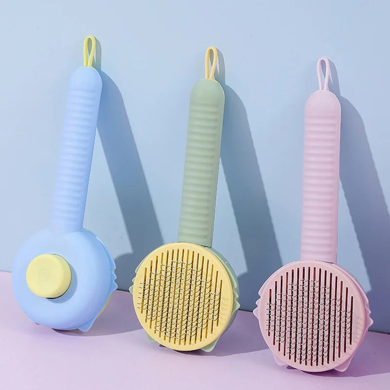 Pet Comb Dog Cat Hair Brushes for Shedding Hair Clean Massage Pet Grooming Supplies Self-Cleaning Cat Hair Removal Brush