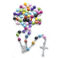 2025 Plastic Bead 8mm Beads Zinc Alloy Orthodox Cross Jesus Necklace Wholesale Religious Catholic Necklace