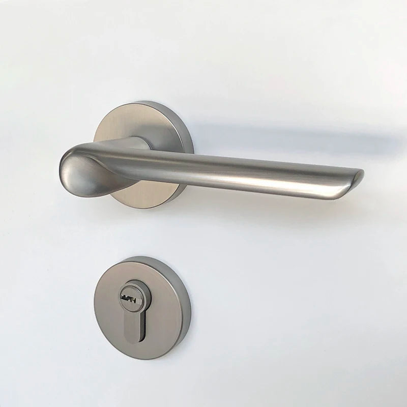 Modern Satin Nickel Mortise Lock Set - Zinc Alloy Bedroom Door Handle for Wooden Doors