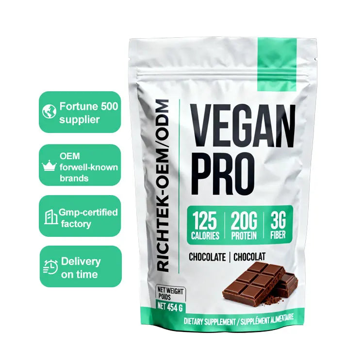 Richtek OEM ODM Private Label Vegan Protein Powder OEM Custom Formulation Halal Kosher Plant Based Pea Rice Blend Protein Powder