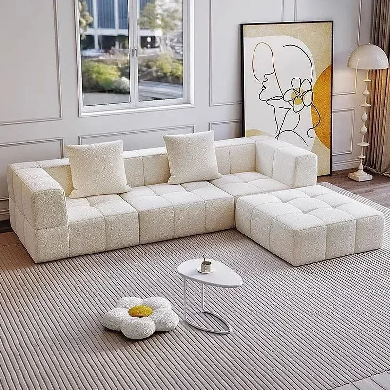 Door to Door Delivery Tufted Sectional Sofa with Ottoman Compressed Packing Living Room Furniture Couch