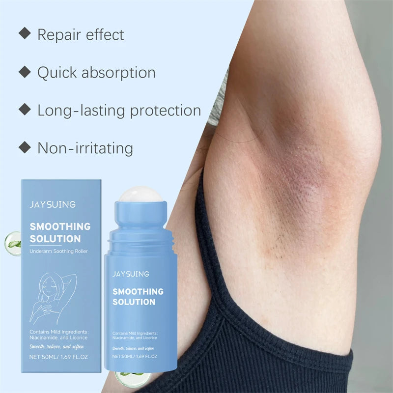 Jaysuing 50ml Smoothing Solution Underarm Refreshing Moisturizing Smoothing Dark Spot Reducing After Shave Skin Relieving Roller