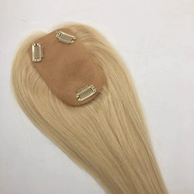 LongFor Silk Skin Base 8*13cm Human Hair Topper 100% Virgin Human Hair Piece With Clips in Natural Scalp Free Part