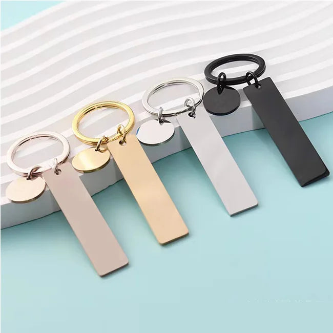 Flat Metal Keychain Metal Engraving Blanks Stainless Steel Rectangle Blank Tags