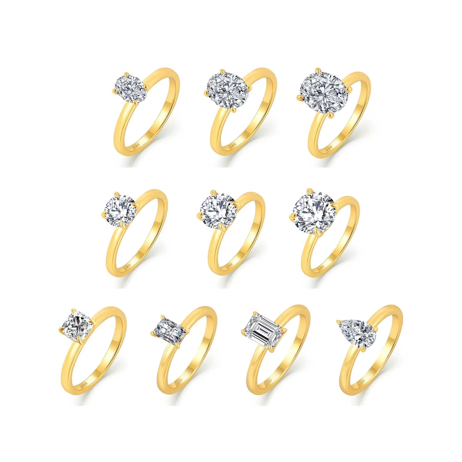 18K Gold Plated Luxury Fashion Fine Jewelry 925 Silver Zircon Gemstone Ring Women Party Valentine's Mother's Day Wedding Band