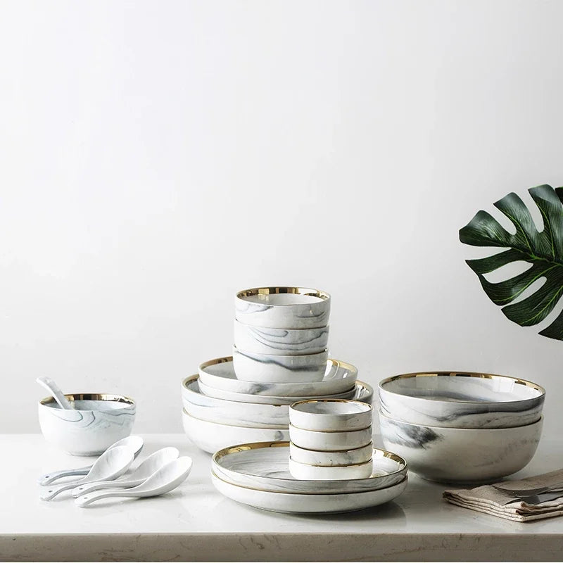 Wholesale Nordic Style Ceramic Tableware Set Hotel Restaurant Porcelain Ceramics Plates Dish Dinnerware Sets