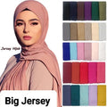 High Quality 185*85cm Solid Color Shawl Malaysia Muslim Women Long Scarf Cotton Premium Jersey Hijab