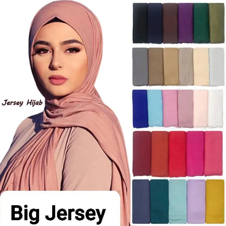 High Quality 185*85cm Solid Color Shawl Malaysia Muslim Women Long Scarf Cotton Premium Jersey Hijab