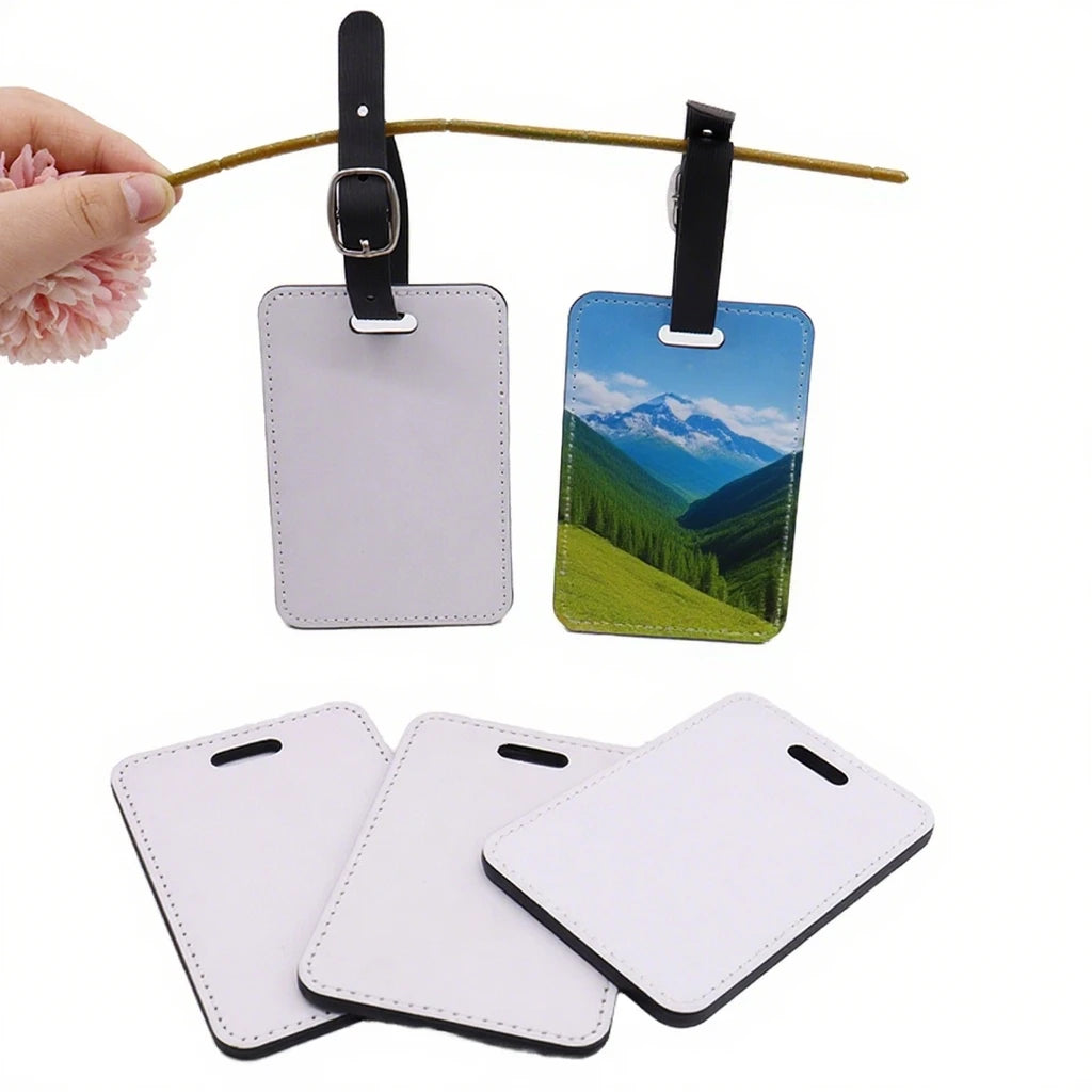 Wholesale  in Stock Single-Sided Printing Blank Sublimation PU Leather Luggage Tags