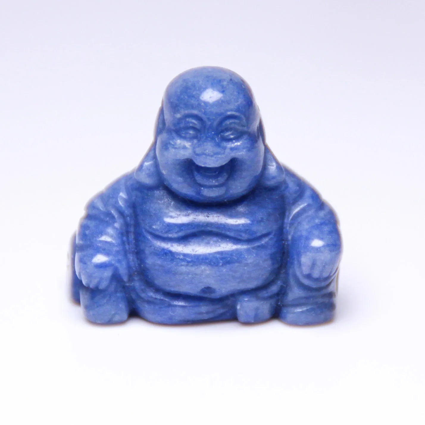 Huiying 30*30mm gemstone blue aventurine statue of sitting happy buddha sculptures