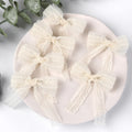 CN 6Pcs Elegant Beige Lace Hair Bow Clip Baby Kids Organza Handmade Hair Clip for Girls Accessories