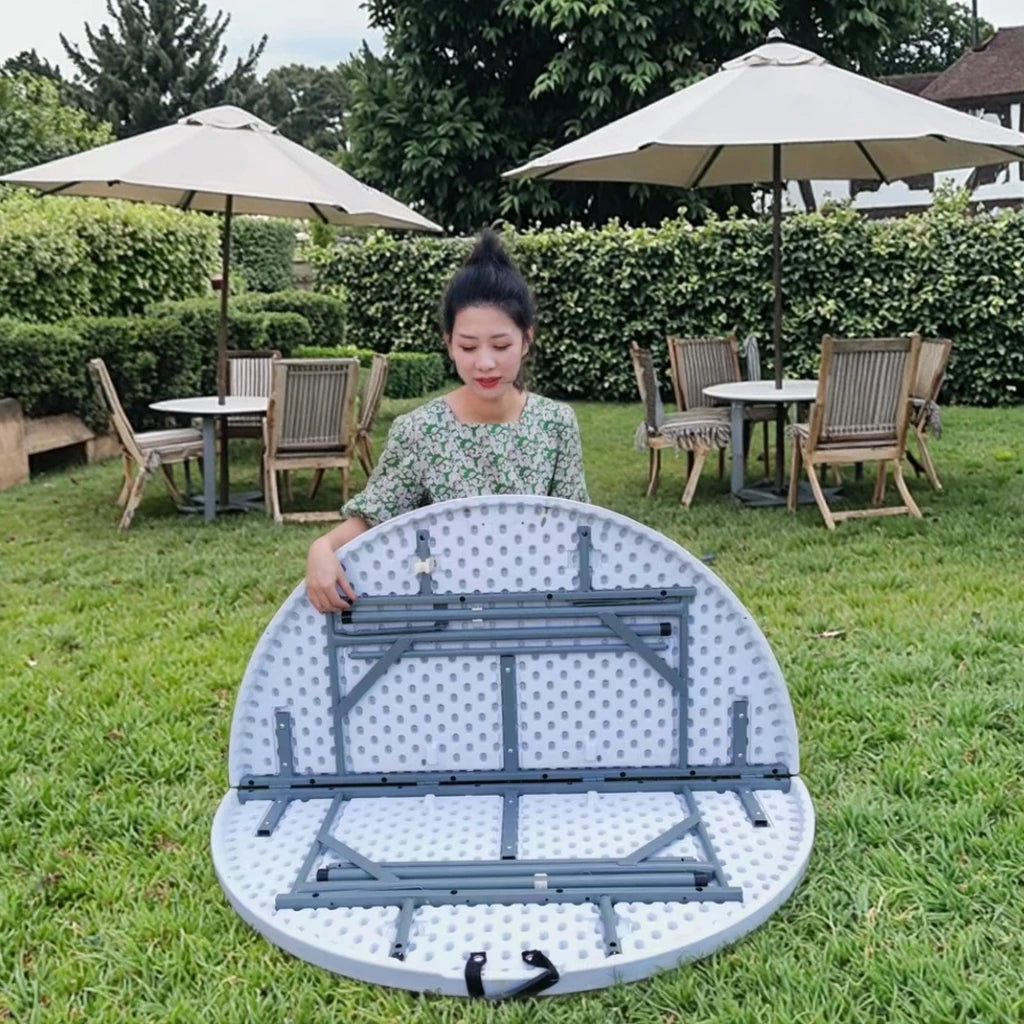 5ft 60inch HDPE Tabletop 10 Seater Wedding Banquet Outdoor White Tent Dining Foldable Plastic Round Tables for Events Party