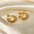 Wholesale 18K Gold Plated Stainless Steel Hoop Earrings New C Shape Wide Face Jewelry for Women Trendy Diamond Style