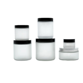 Factory Supplier Straight Side Round Shape Glass Terrine Miel with Aluminum Lid for Mascara and Skin Care Cream Storage