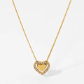 Clioro Women's Stainless Steel Trendy Heart Pendant Necklace Gold Plated Tiny Dainty Non-Translucent Heart Necklace