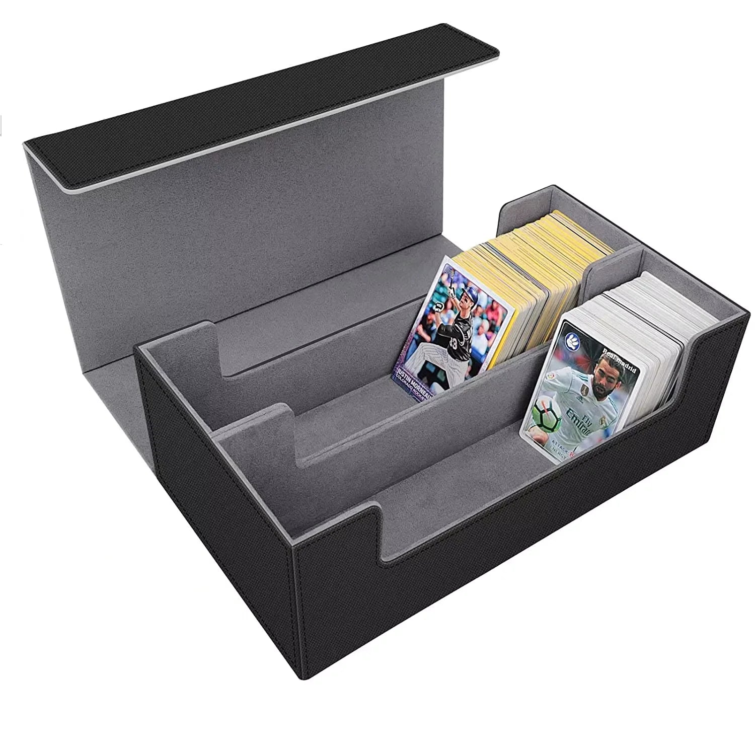 Wholesale Custom New High Capacity Card Organizer PU Leather Playing Card Game Deck Box Card Storage Box
