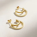 LOZRUNVE 925 Silver Brand Designer Trendy Jewelry Simple Double Hoop Gold Earring Small