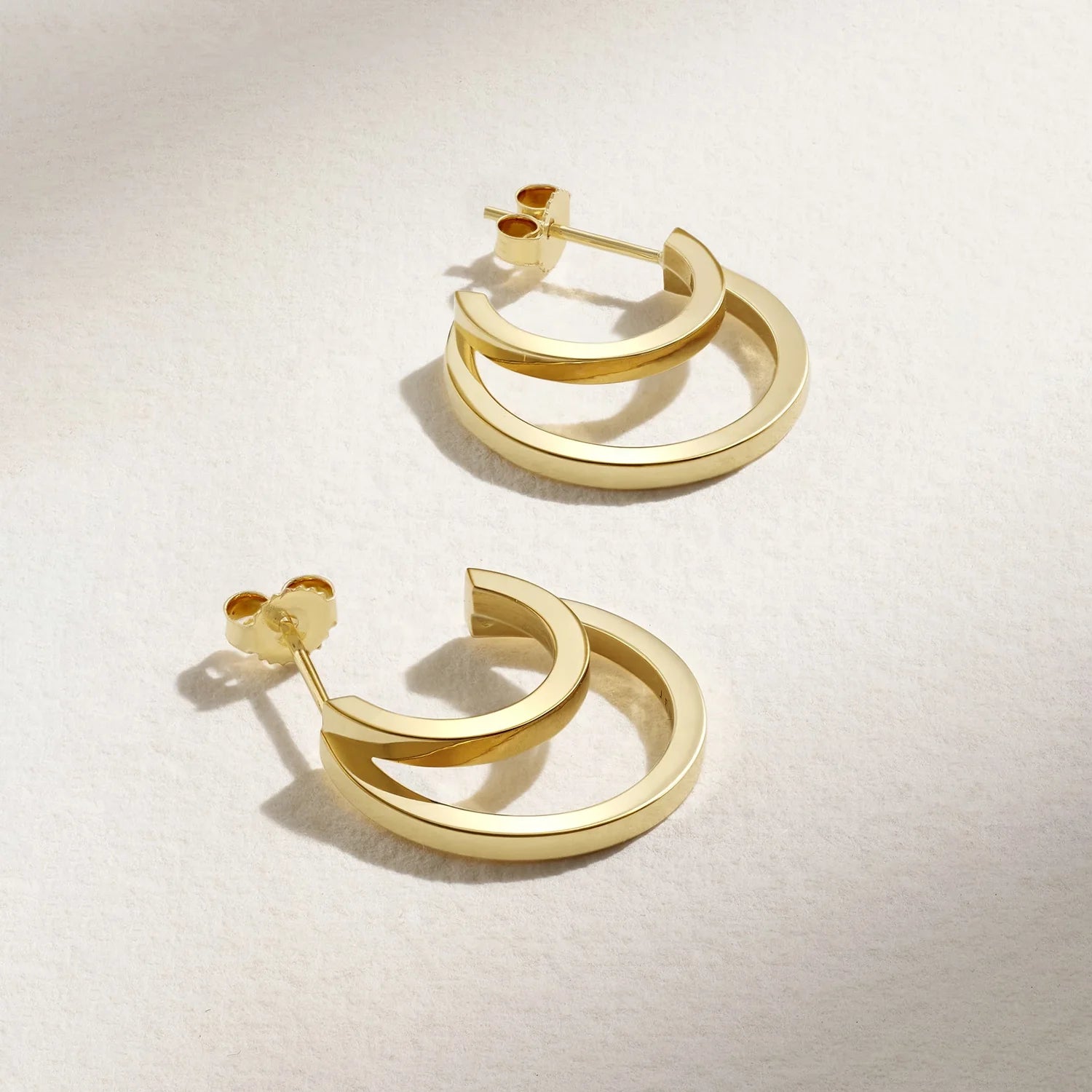 LOZRUNVE 925 Silver Brand Designer Trendy Jewelry Simple Double Hoop Gold Earring Small