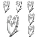 Daidan Hug Ring Silver Adjustable Engraveable Best Friend Letter Hug Couple Hand Ring