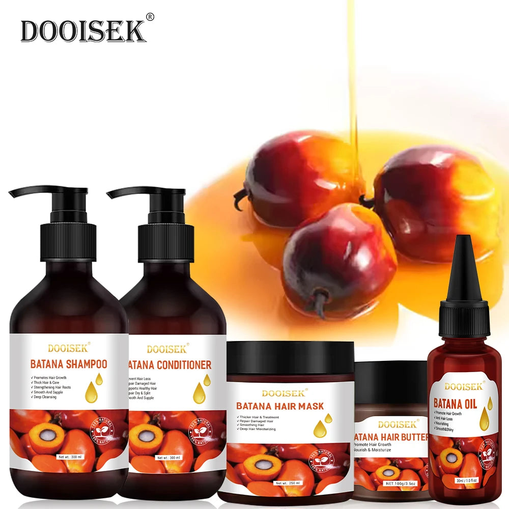 DOOISEK 300ml Natural Batana Hair Growth Oil Shampoo Scalp Serum Repair Damaged Hair Batana Oil Shampoo and Conditioner Set