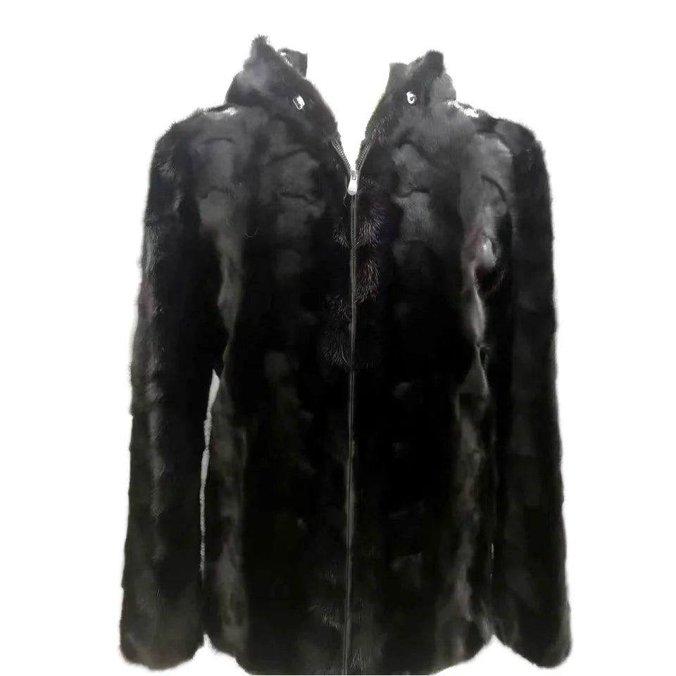 Europe Denmark Men's Classic Real Mink Fur Coat Winter Parka Jacket of Super Quality Waterproof Feature