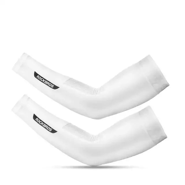 ROCKBROS Ice Fabric Extended Cycling Arm Warmer Basketball Volleyball Tennis Arm Sleeve Anti-Slip Sport Safety Armwarmers Cover