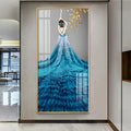 Light Luxury Beauty Girl Diamond Crystal Porcelain Painting Modern Entrance Art Decoration Painting