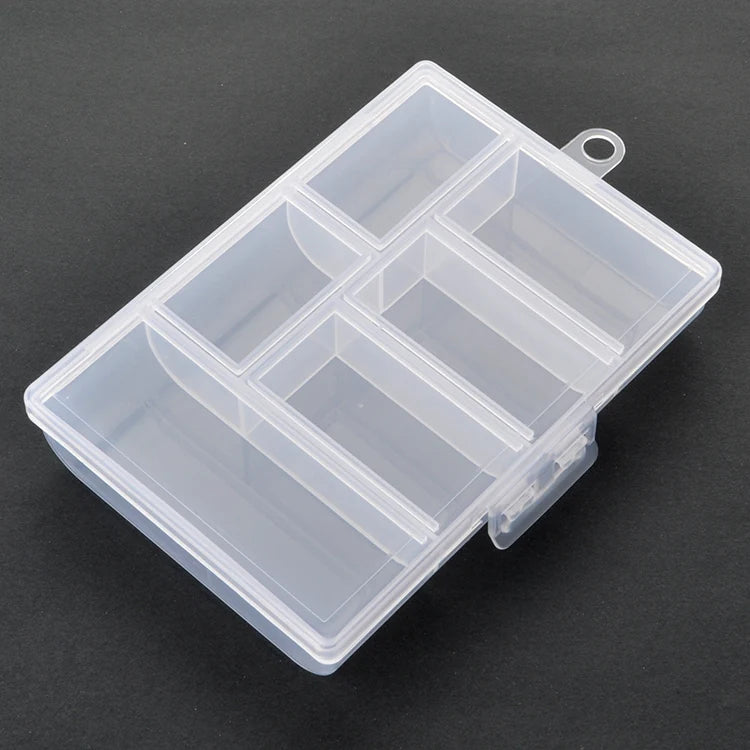6 Grids Jewelry Box Bead Plastic Box with Fixed Dividers